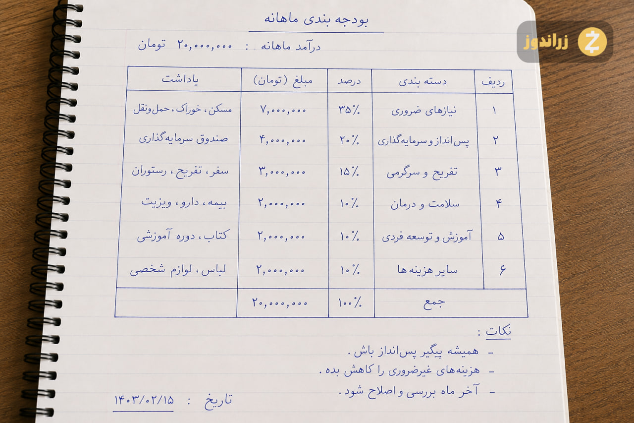 برنامه‌ریزی مالی شامل درآمد، هزینه، پس‌انداز، سرمایه‌گذاری و محافظت